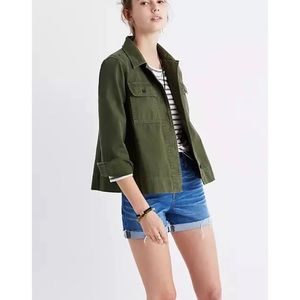 Army green canvas Madewell “Northward” shirt jacket